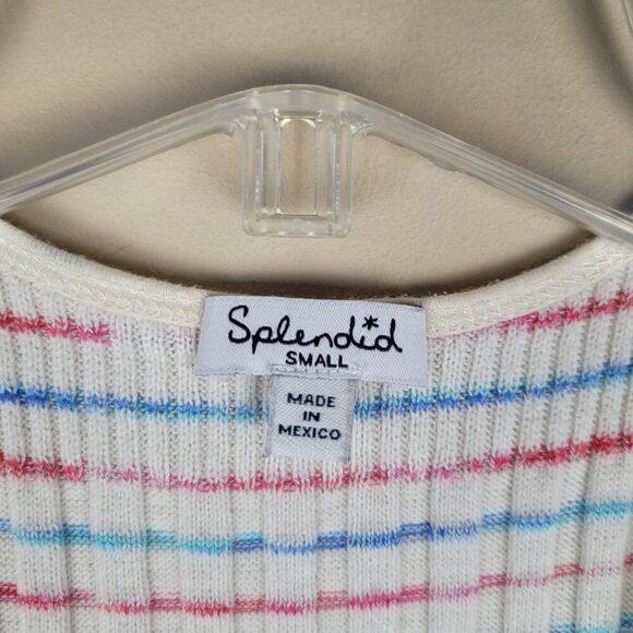 Splendid Stretchy Knit Striped Tank Top Sleeveless White Blue Red Size S - Picture 11 of 11